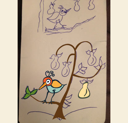 A Partridge in a Pear Tree in progress Illustration Dean Allan Design
