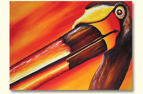 Painting Prehistoric Stork by Dean Allan McCready
